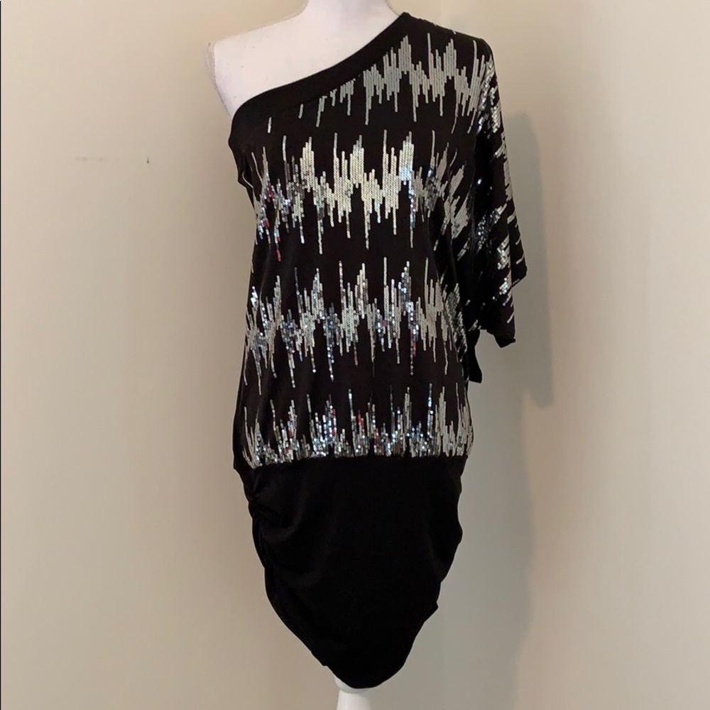 Black/Sequin One Shoulder Dress!